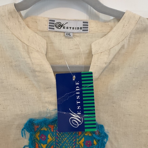 NWT Westside Linen (or Blend) Tunic w/ unique embroidered pattern size XXL - Picture 3 of 7